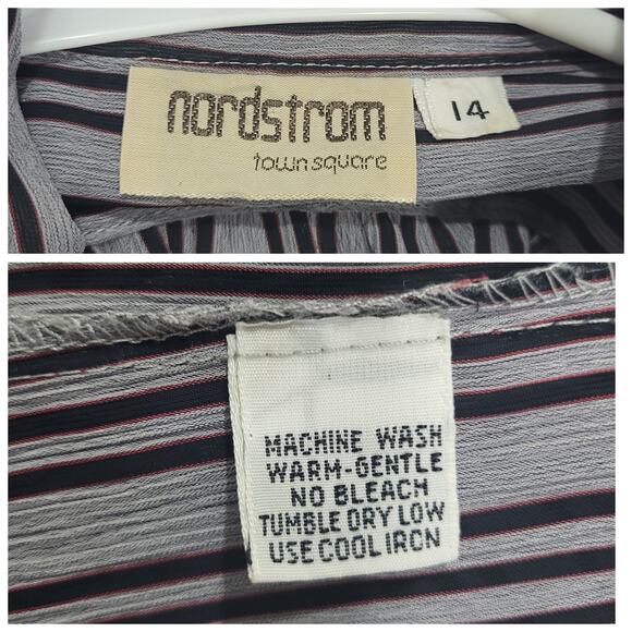 Vintage Blouse Nordstrom Womens Large 80s Vertical Stripe Office Business Casual - Picture 3 of 13